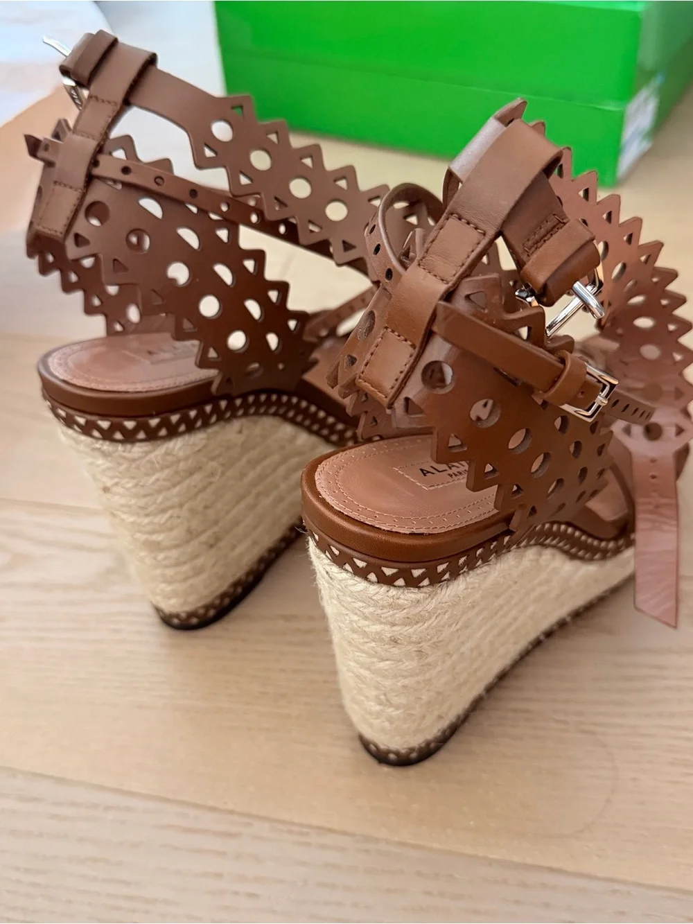 Alaïa leather lasercut espadrille sandals size 37